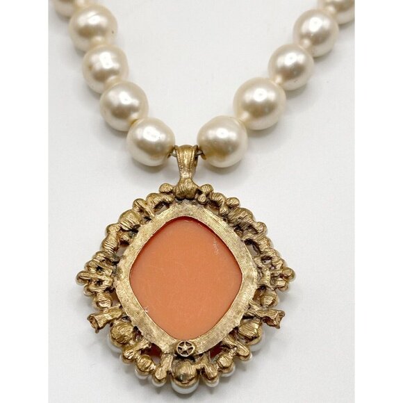Laila Rowe Vintage Inspired Faux Pearl, Rhinestone & Cameo Pendant Necklace - Picture 6 of 6